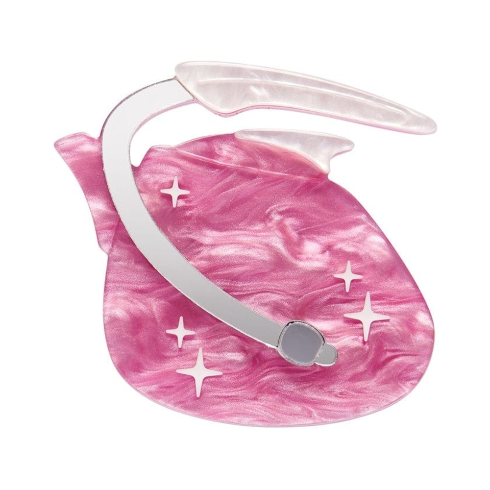 Pink and Silver Atomic Tea Time Brooch